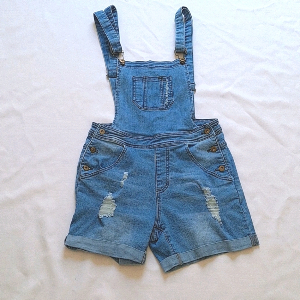 Distressed Mom Shortalls Denim Summer Festival Coastal Cowgirl Overalls
